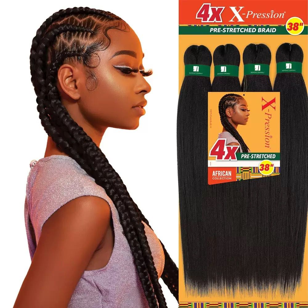 X-Pression 4X Pre-Stretched Braid Hair – Colour 1B, 38”