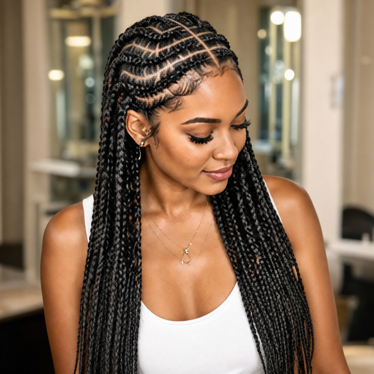 Stitch Braids hairstyle by Eby’s Place